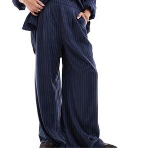 ASOS Navy Pinstripe Wide Leg Pants (NWOT)